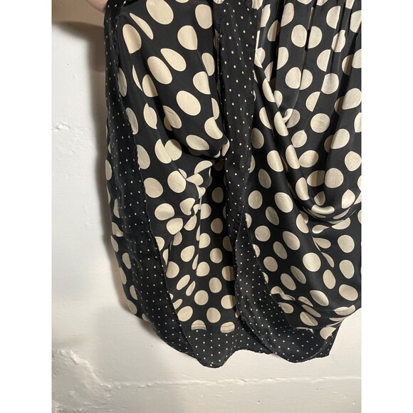 Black White Polka Dot Silk Dress Sleeveless Knee Length Tie Waist Saks Size 6 - Picture 3 of 12